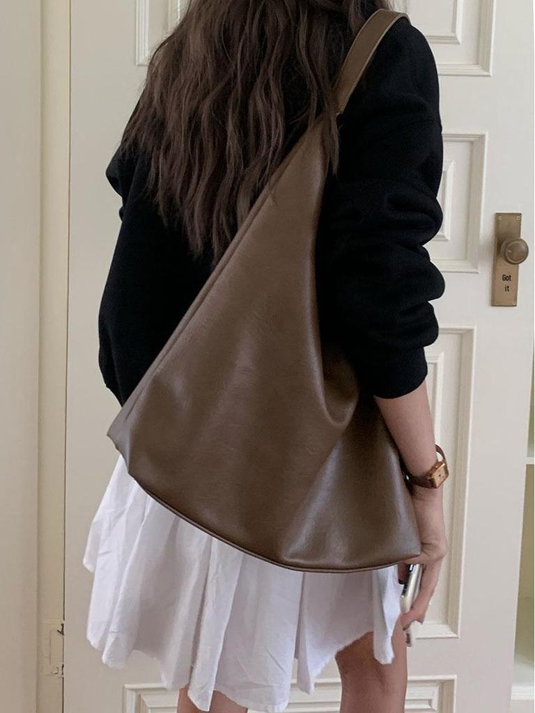 2025 Модная серебристая женская сумка-тоут подмышку в корейском стиле - Универсальная, вместительная летняя наплечная сумка