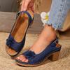 Fashion Summer Women High Heels Sandals Comfortable High Heels Classic Retro Slip-on Sandals Breathable Non-slip Light Shoesfor Women