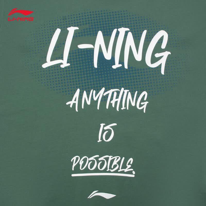 Li-Ning Мужская хлопковая футболка с коротким рукавом и графическим принтом