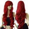 Женский длинный вьющийся винно-красный парик, шиньон для косплея, вечернее наращивание
