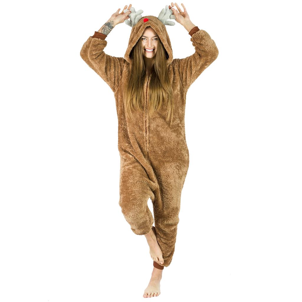 Men's dark reindeer pajamas gift kigurumi onesie one-piece l Reindeer Onesie Costume - L