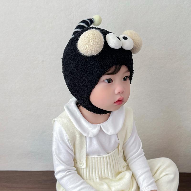Autumn And Winter Baby Hats Super Cute Funny Wool Earmuffs Boys And Girls Baby Warm Plush Hats