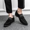 Fashion New Designer Pointed Suede Leather Shoes For Men Black Formal Monk Strap Loafers Wedding Homecoming Drss Sapato Social Masculino