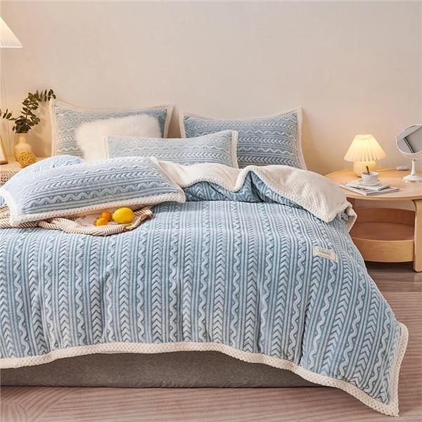 Luxury Bedding Quilt Blanket Flannel Fleece Throw Blanket Nap Blanket Thickened Warm Blanket