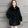 Winter All-match Warmth and Cotton Thick Imitation Mink Fur Coat Mink Fur Coat Women's Mid-length Hooded Waist Big Swing Fur Trench Coat