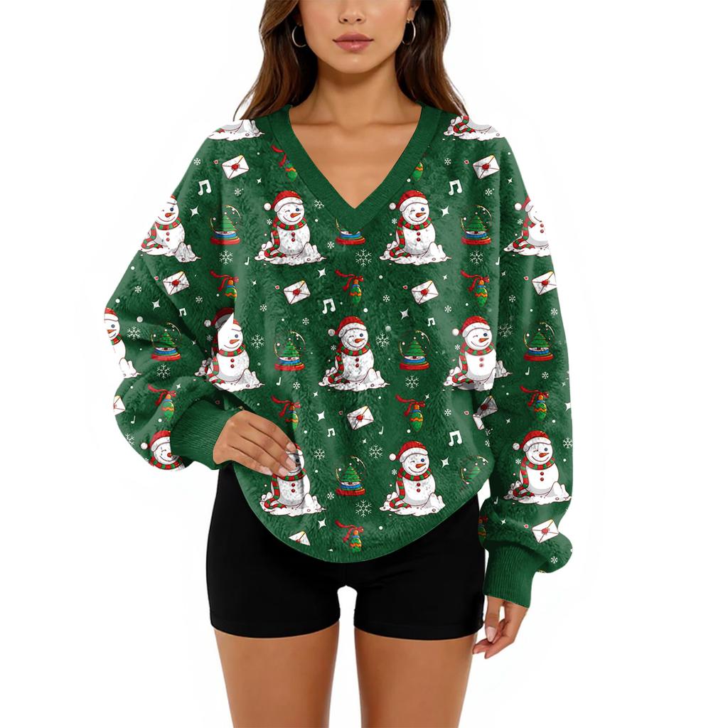 Женский свитшот с V-образным вырезом, плюшевый, однотонный, повседневный, модный, с длинным рукавом, с карманами, пуловер