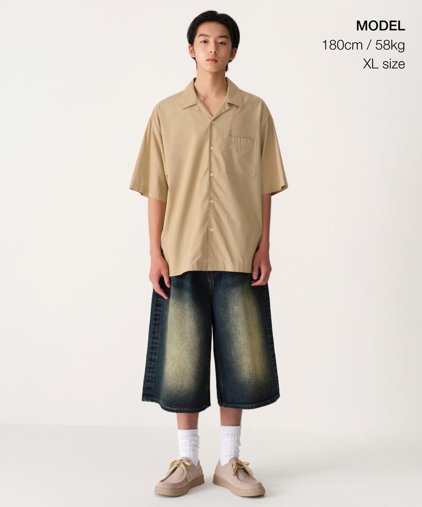 MUSINSA STANDARD Relaxed Cr Open Collar Short Sleeve Shirt [Sand Beige]