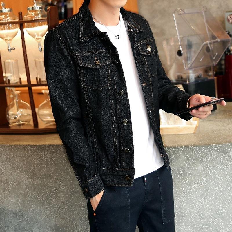 Autumn Slim Fit Cotton Outwear Fashion Mens Denim Coat Long Sleeve Hole Jean Coats Plus Size