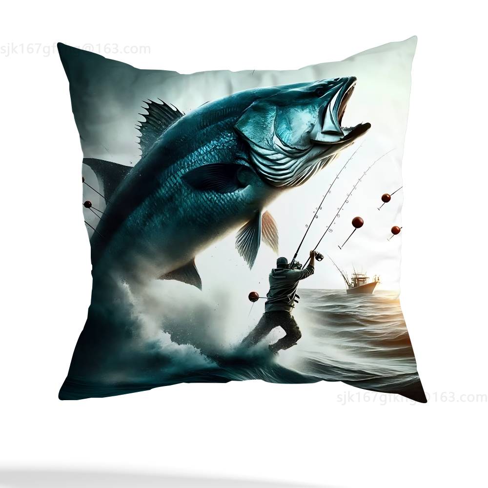 Fishing Master Pillow Case Anti-dustmite Pillowcase Invisible zipper silky short plush Sofa cushion cover