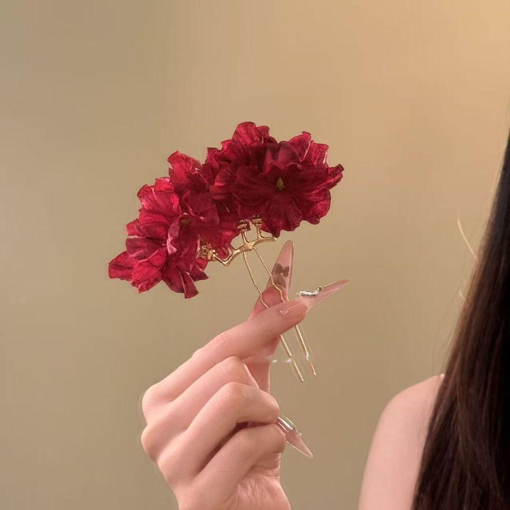 Vintage Sweet Flower Hair Stick Fairy Bohemian Thai Hair Fork Hairpin Simulation Flower Bride Hair Accessories Bridesmaid
