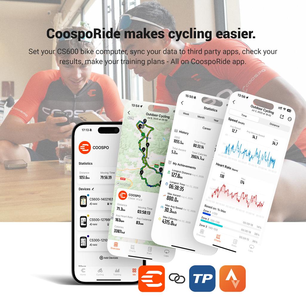 New Coospo CS600 GPS Bike Computer Colorful Touch-Scree Speedometer Bicycle Digital Stopwatch Cycling Odometer Sync for Strava2