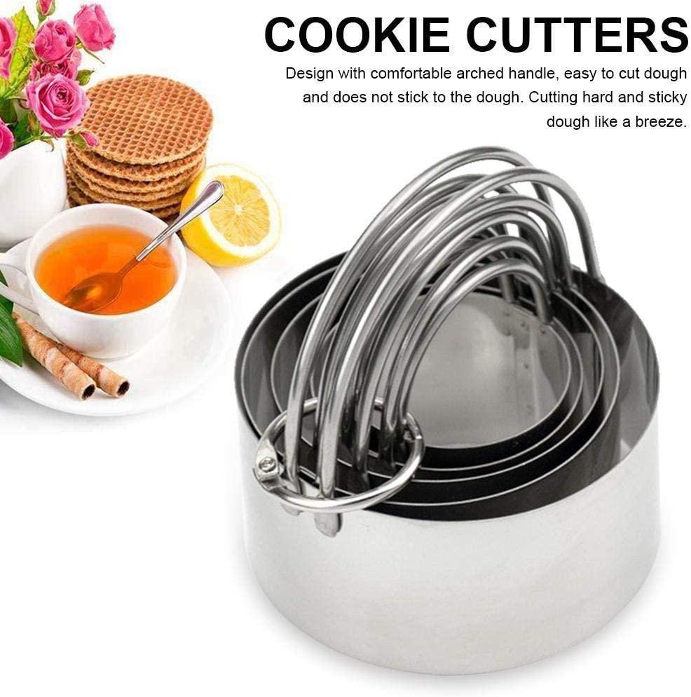 Набор из 5 круглых формочек для печенья, круглые формочки для печенья из нержавеющей стали с ручкой, инструменты для выпечки теста