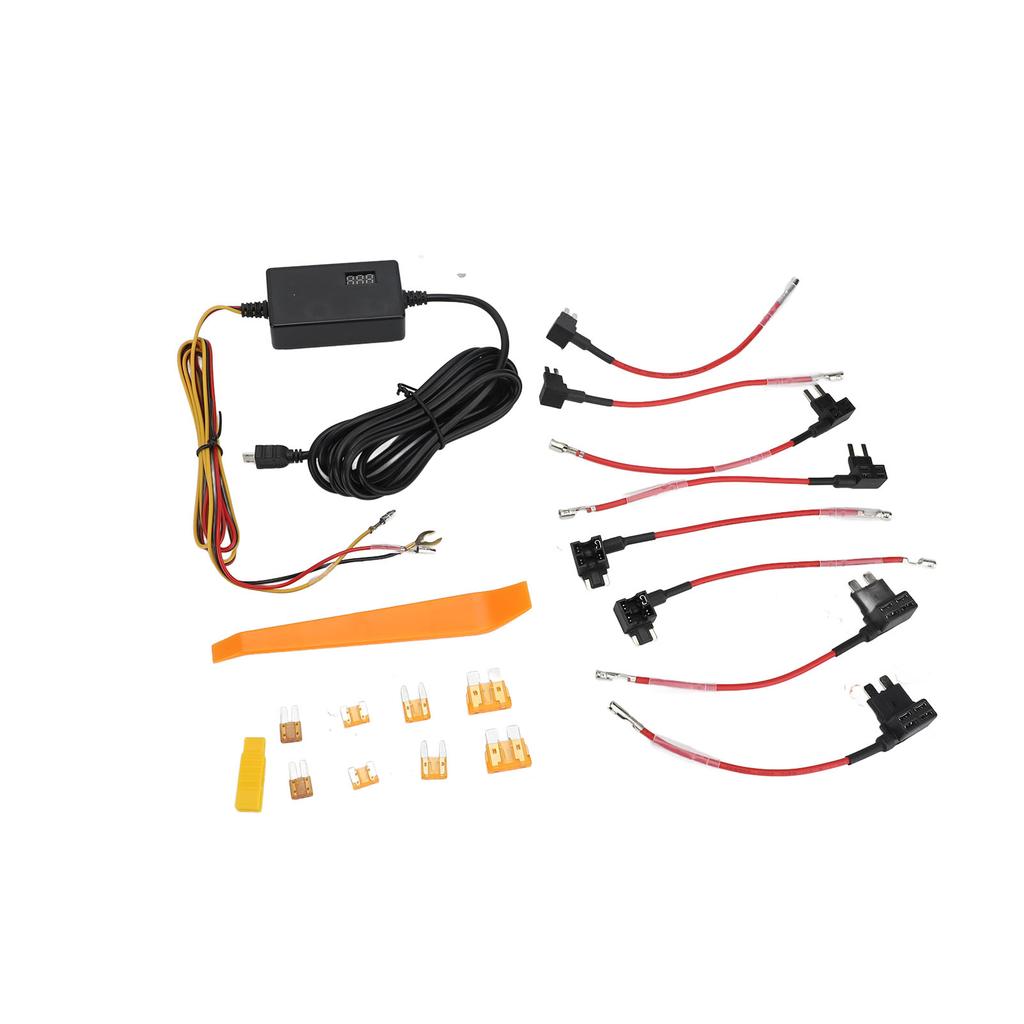 Комплект для скрытой проводки видеорегистратора с 8 предохранителями 12 В 24 В в 5 В 3 А, кабель питания видеорегистратора с цифровым дисплеем для круглосуточного мониторинга парковки