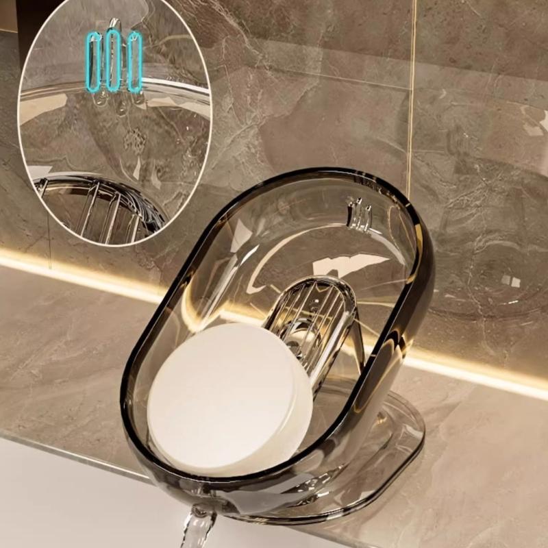 Auto Draining Soap Tray For Shower And Utility Room Quick Drying Feature PET Soap Storage Box Bathroom Oganizers
