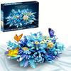 Blue Flower Block Set Plant Pot Adult Creative Plant Collection for Desktop or Wall Decoration Christmas Birthday Gifts