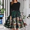 Women's Fashion Round Neck Slim-Fit Christmas Print Long-Sleeved Dress