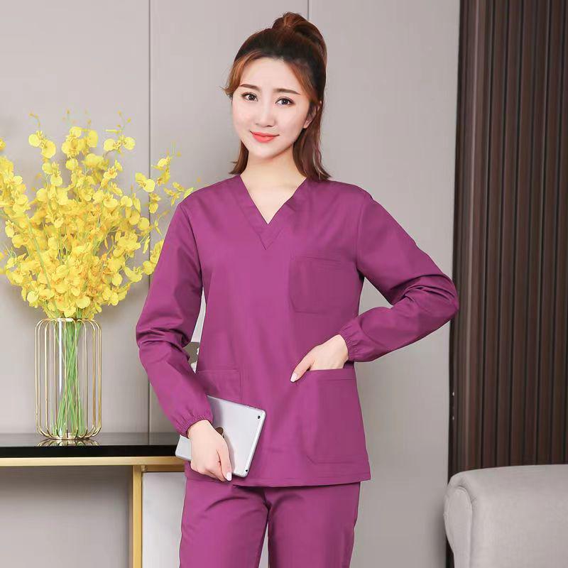 Женский хирургический костюм с длинным рукавом - Хлопковая униформа медсестры для медицинского персонала