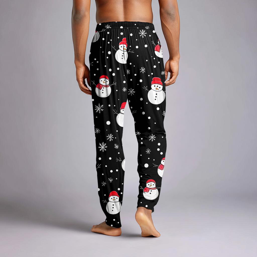 Мужские повседневные брюки с карманами на кулиске и манжетами, домашние брюки для сна