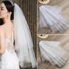 Elegant Short Simple Photo Veil Two Layer Bridal Veil Women's Tulle Wedding Veil With Comb