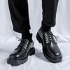 Fashion New Men Leather Platform Oxfords Lace-up Thick Male Business Derby Shoes Casual Buckle Loafers Mens Square Toe Formal Dress Shoe