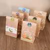 12pcs Eid Mubarak Kraft Paper Bag with Stickers Ramadan Candy Gift Packaging Bag 2025 Islamic Muslim Party Decoration Supplies