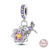 Dragonfly Charm 925 Silver Original Bee Safety Chain Sparkle Zircon Clip Charms Fit Bracelet DIY Jewelry For Women Wedding Gift