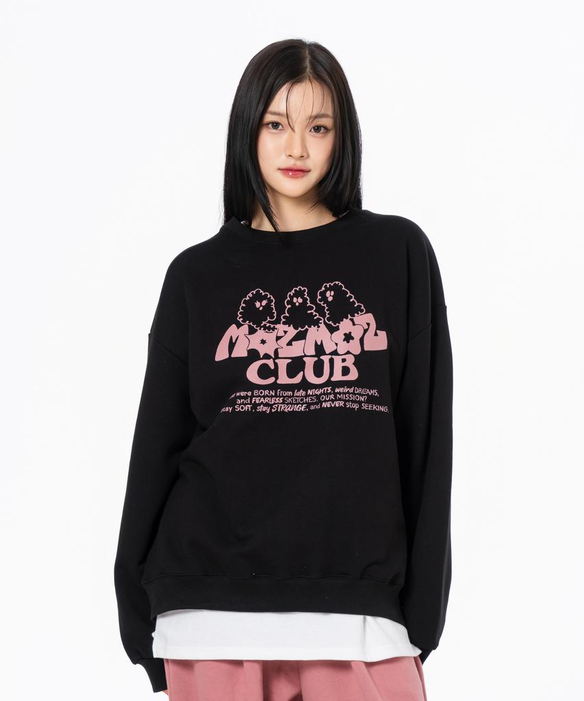 MOZMOZ Ghost Cloud Graphic Oversized Sweatshirt Black