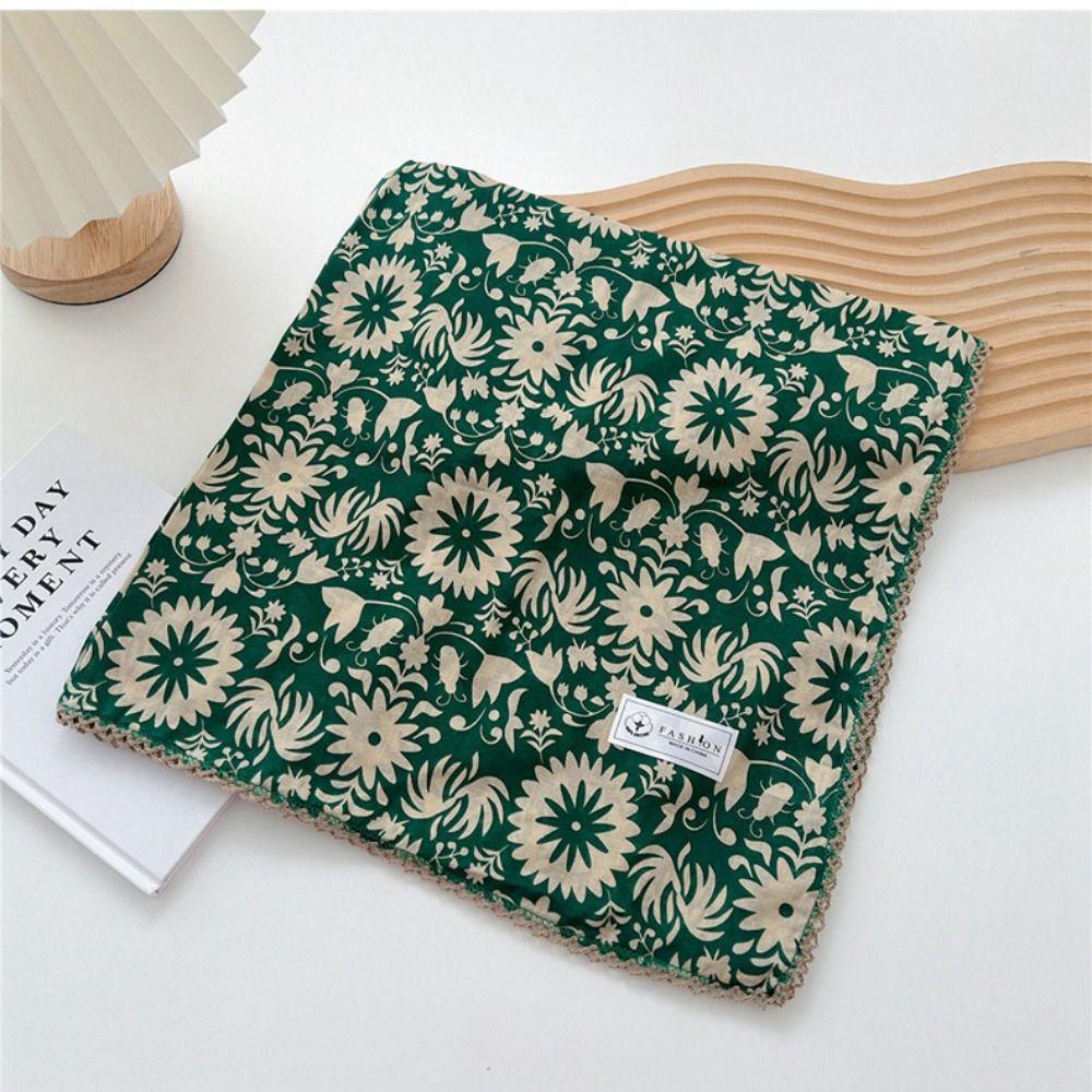 Flower Cotton Linen Print Scarves Floral Square Handkerchief Elegant Small Square Scarf  Women