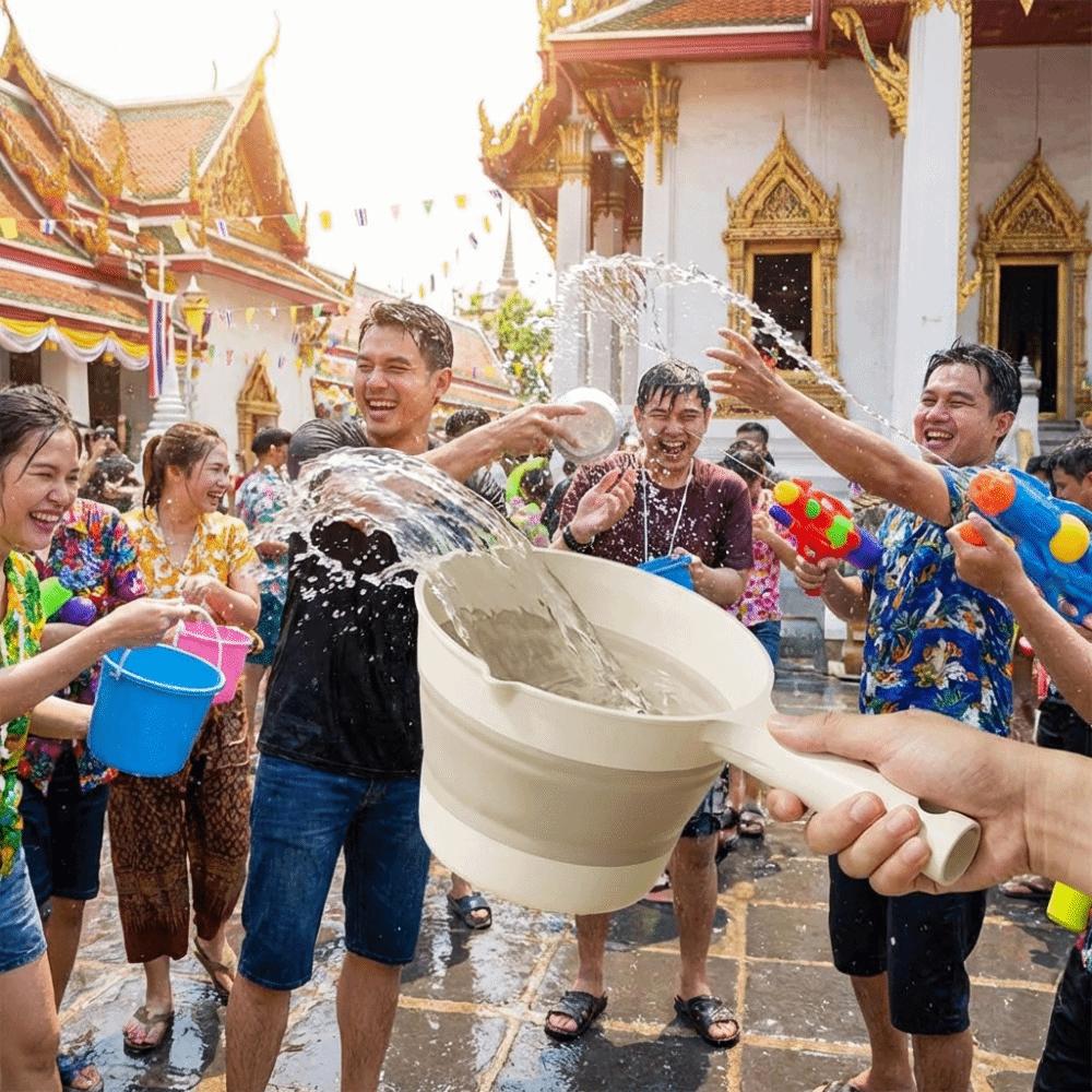 Креативный складной черпак для воды Подвесной портативный складной черпак для ванны Эргономичная ручка Длинная ручка Кухонный черпак для воды Путешествия
