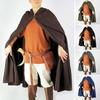 Halloween Cloak Hooded Shawl Style Design Cape Buckle Design Solid Color Medieval Style Long Robe Cosplay Costume