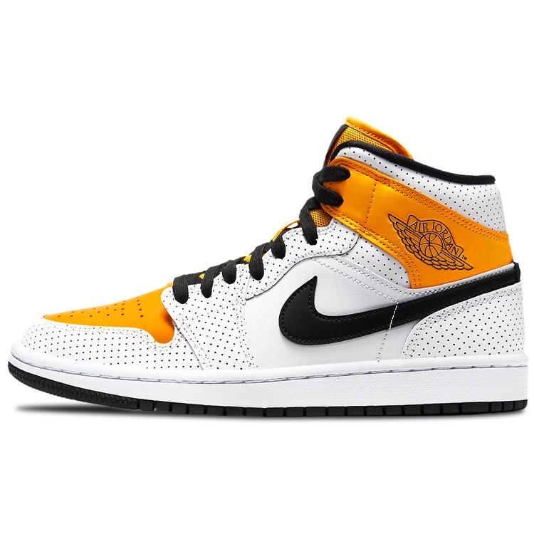 (WMNS) Air Jordan 1 Mid 'Перфорированные - Белый Университетский Золотой' Женские BQ6472-107