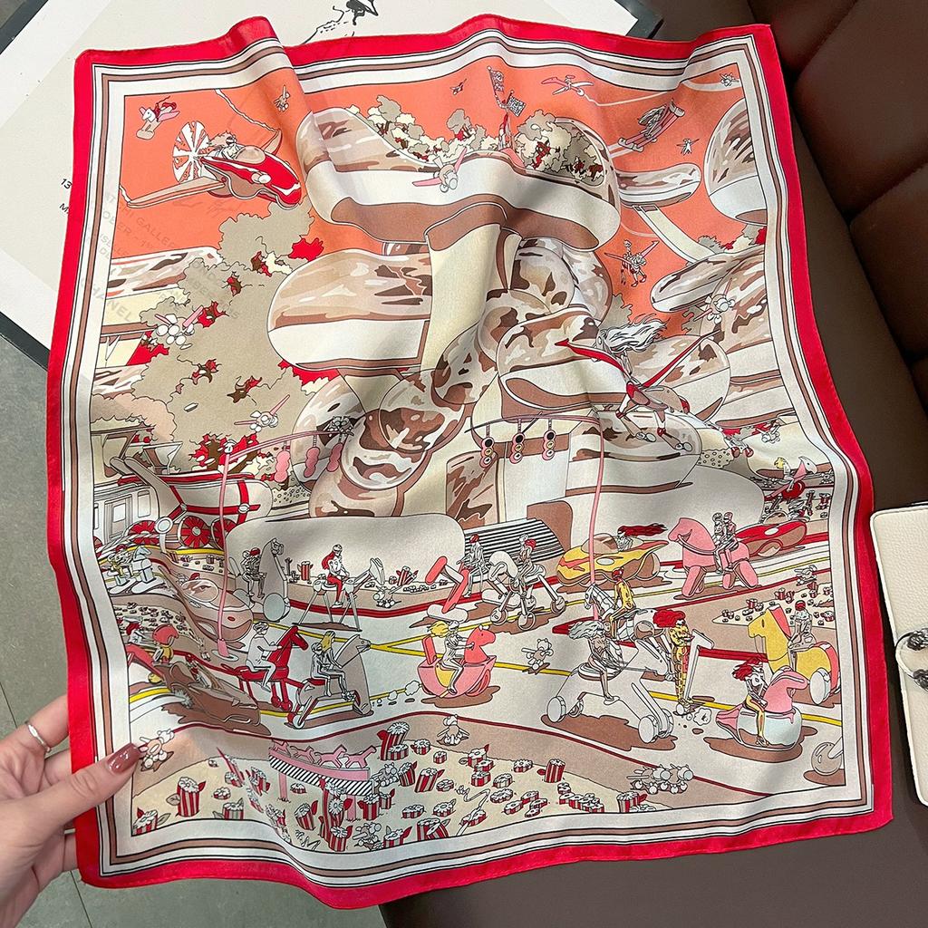 New 100% Natural Real Silk Scarf Women Bandana Square Scarves Wrap Kerchief Mulberry Fashion Luxury High Quality Hijab For Lady