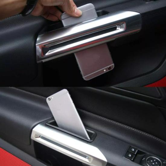 For 2015-2025 Ford Mustang ABS Black Inner Side Door Handle Storage Box Cover 2P