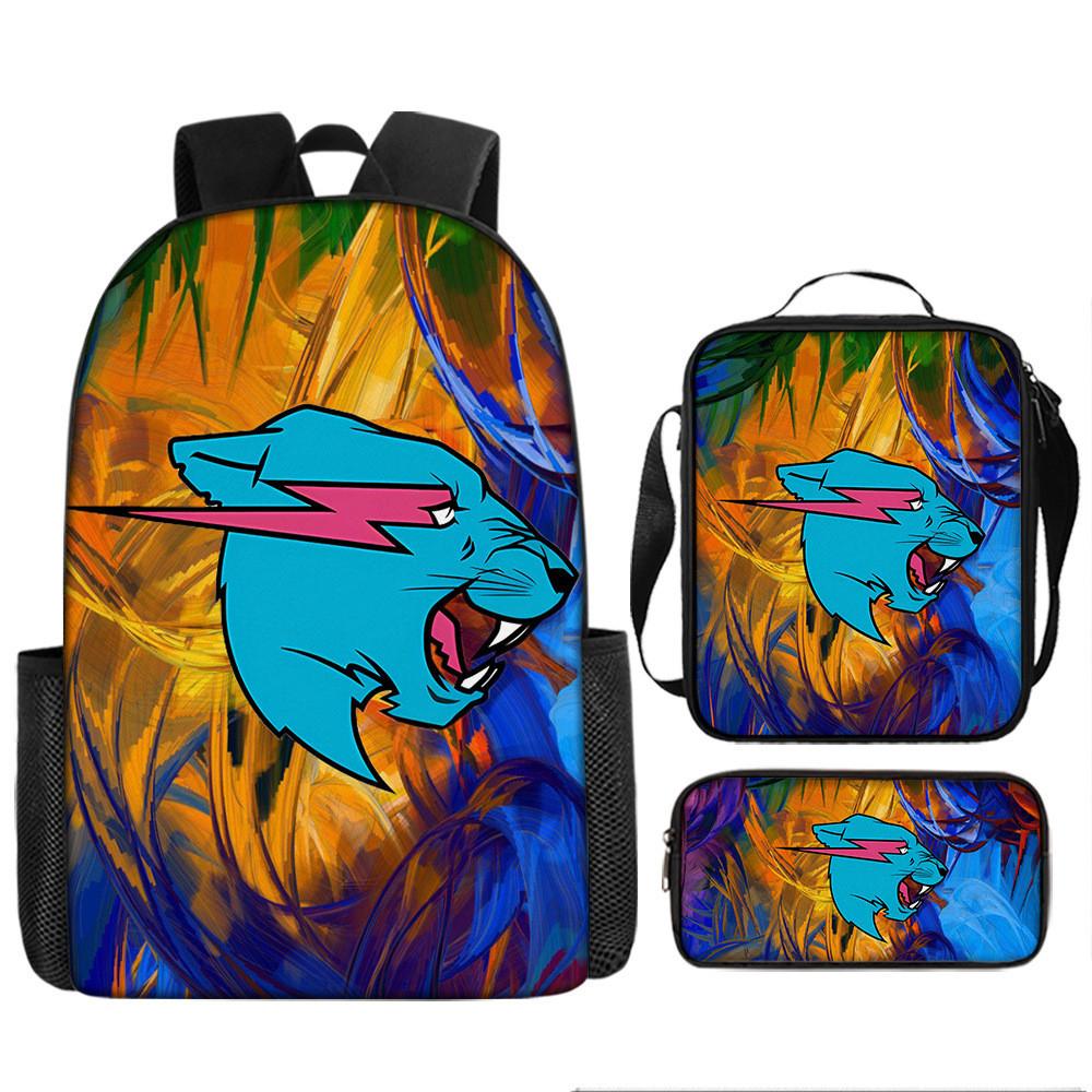 Mr Beast Lightning Cat 3d Print School Backpack With Breathable Oxford Fabric For Kids