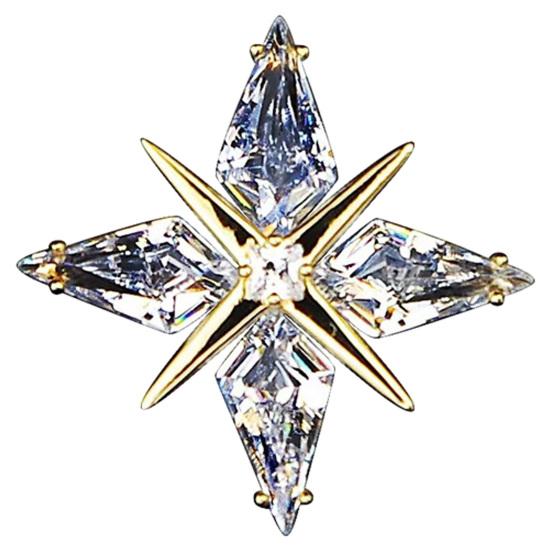 Brooch Pin with Invisible Safety Buckle, Star Shape Lapel Cubic Small Delicate Zirconia Rhinestone Accent, for Suits Shirts Wedding Formal Wear
