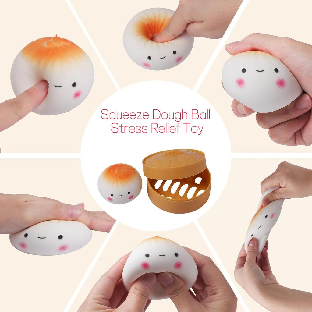 Toys Squishy Dumpling Stress Ball for Adults Squeeze Dough Ball Stress Relief Toy Stretchy Fidget Sensory for ADHD Kids