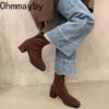 Fashion Vintage Women Slim Ankle Boots Fashion Elegant Square Toe Shoes Autumn High Heel Women's Short Booties