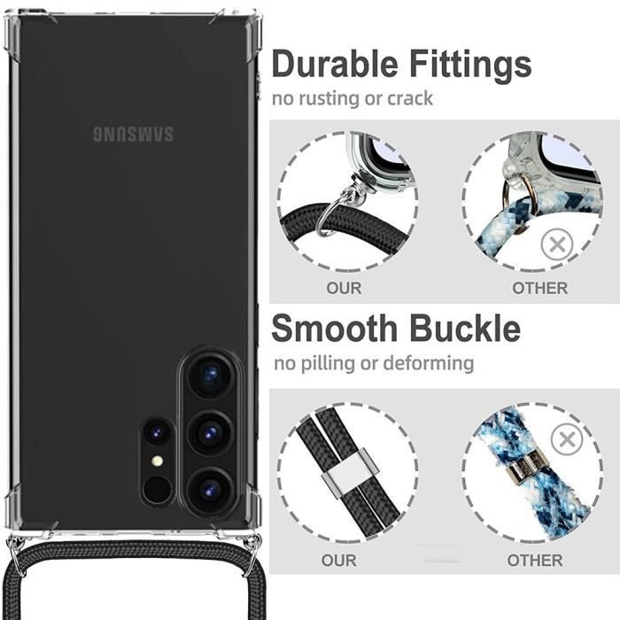 Coque - BOOLING - pour Samsung Galaxy S23 Ultra - Antichoc - Cordon Réglable - Transparent