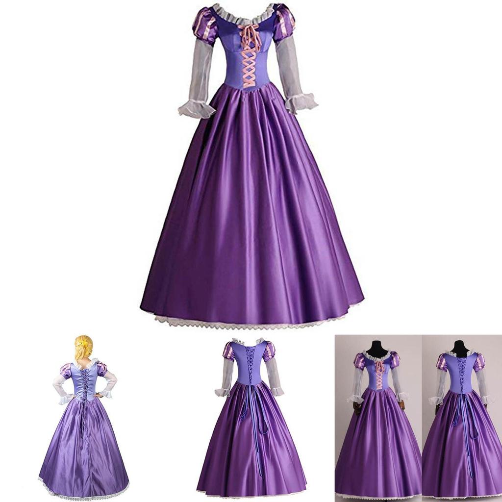 Elegant Adult Rapunzel Fancy Women Dress Cosplay Costume For Halloween Parties