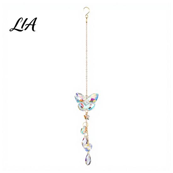 Outdoor Garden Ornaments with Crystals Butterfly & Dragonfly Crystal Suncatcher, Colorful Rainbow Maker Prism Hanging Artistic for Windowsill