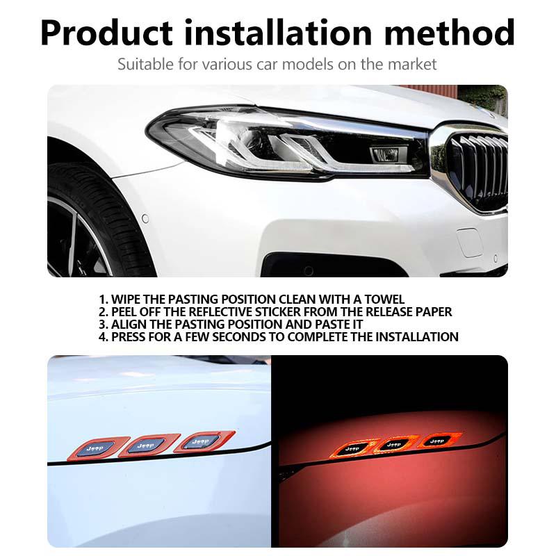 6pcs Car Door Decor Strip Anti-collision Reflective Stickers For Jeep Compass Renegade Cherokee Wrangler JK Patriot Liberty