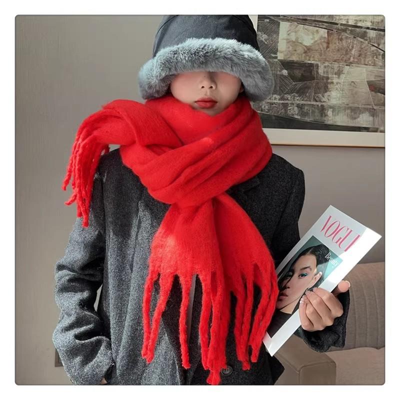 Женский однотонный утолщенный шарф High Sense, теплый модный простой шарф с бахромой, универсальная шаль с бахромой для зимних путешествий
