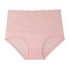 Fattened Plus Size Panties Breathable Lace Edge Solid Color Briefs High Waist