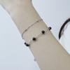 Sterling Silver S925 Silver Bracelet, Ethnic Style Black Pearl Bead Bracelet, Double Layer Black Agate Bracelet