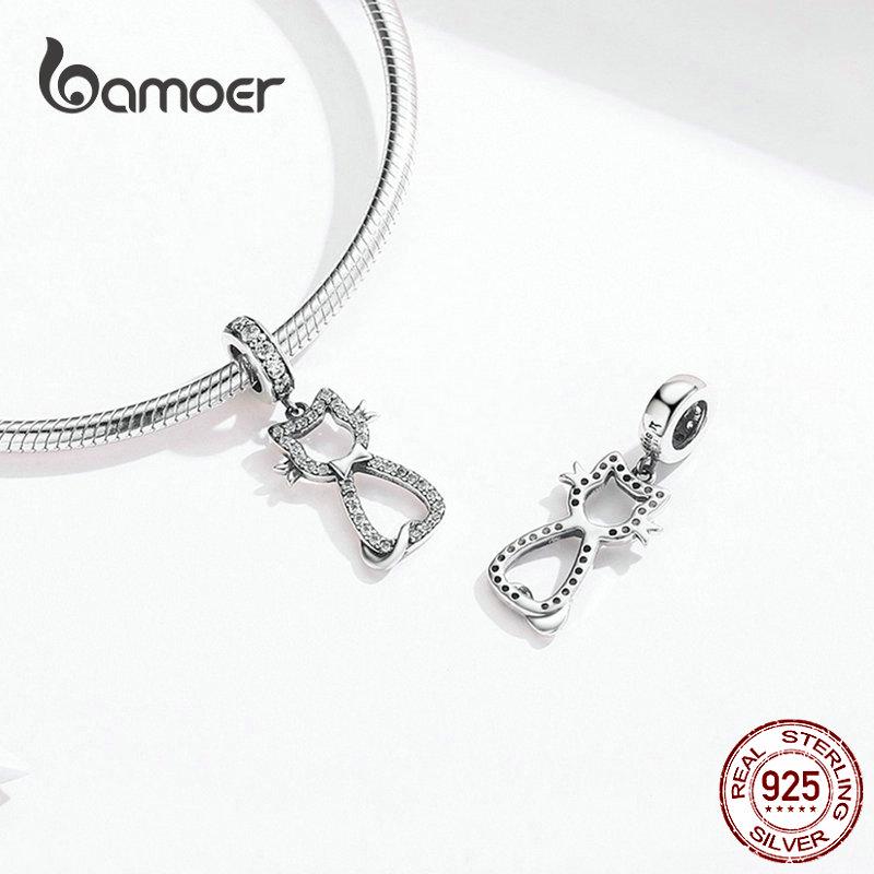 Подвеска BAMOER Cat Kitty из стерлингового серебра 925 пробы с прозрачным цирконием Уоттинга для домашних животных