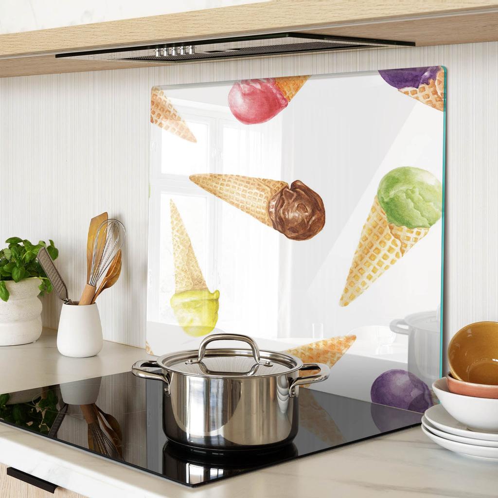 Tempered Glass Serving Board with Ice Graphics 60x52 cm