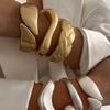 Ingemark Classic Vintage Matte Irregular Heavy Metal Chunky Wide Cuff Bangles Women Punk Gold Color Spring Bracelets Men Jewelry