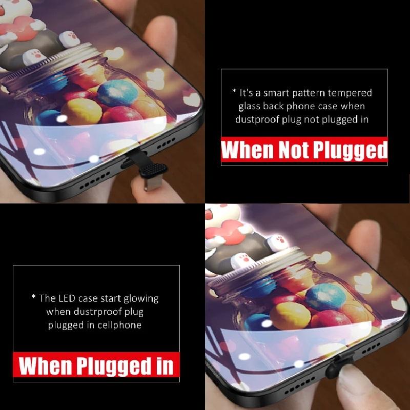 Светодиодный светящийся чехол для телефона iPhone 11 12 13 14 15 X Xs Xr Mini Pro Max Plus