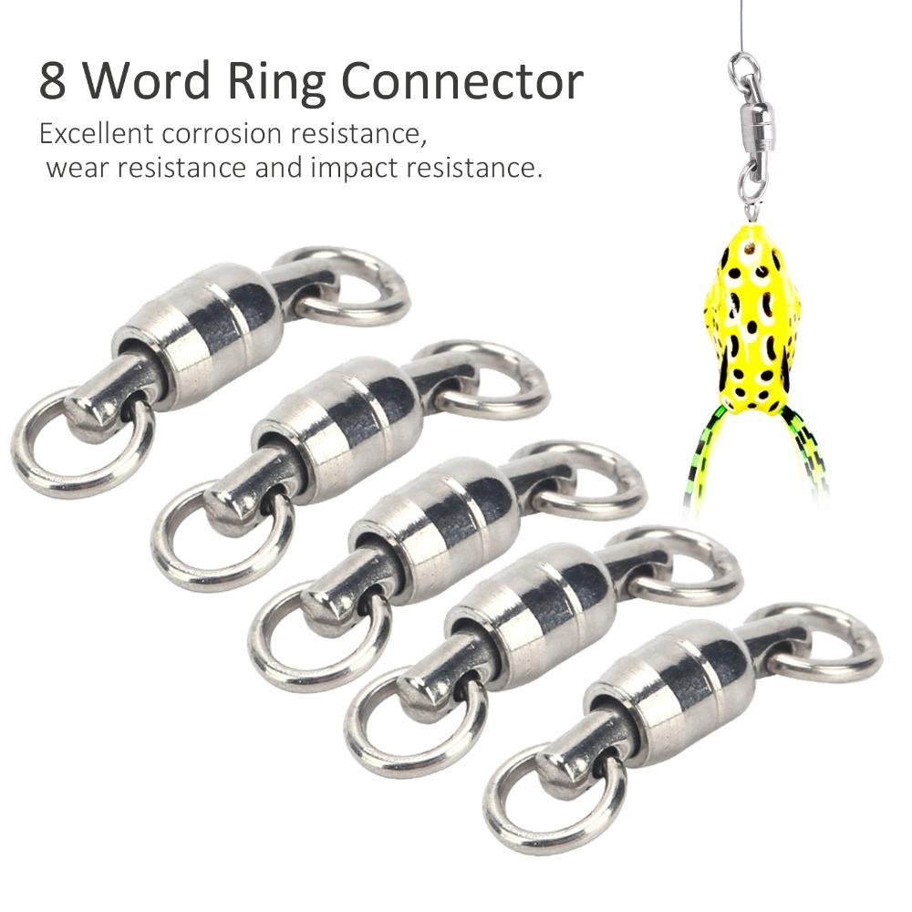 30PCS Stainless Steel Bearing Rotation Ring Dual Ball Fishing Connector Bait Connector