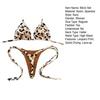 2Pcs/Set Sexy Women Bikini Set Leopard Print Halter Bra High Waist Lace-up